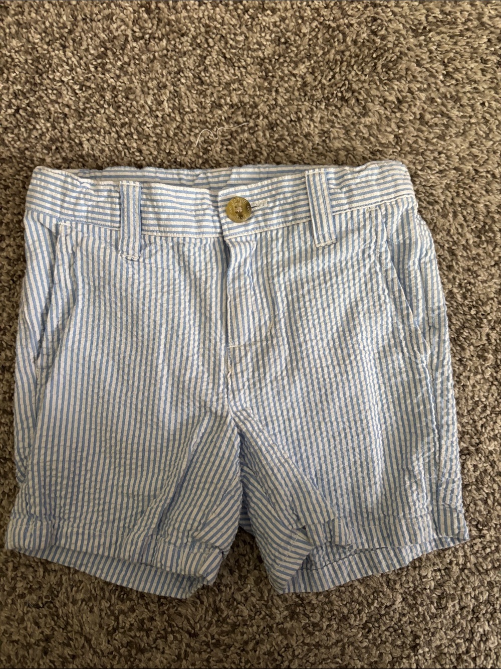 Janie and Jack Light Blue and White Seersucker Bermudas